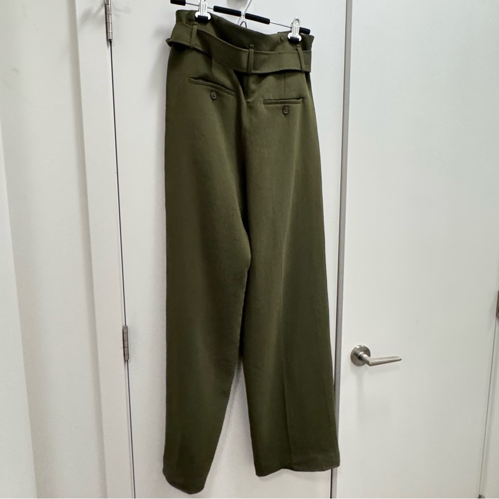 Wilfred Olive Green Wide-Leg Pants with Belt size 10 tall with inseam 33” - Picture 2 of 11